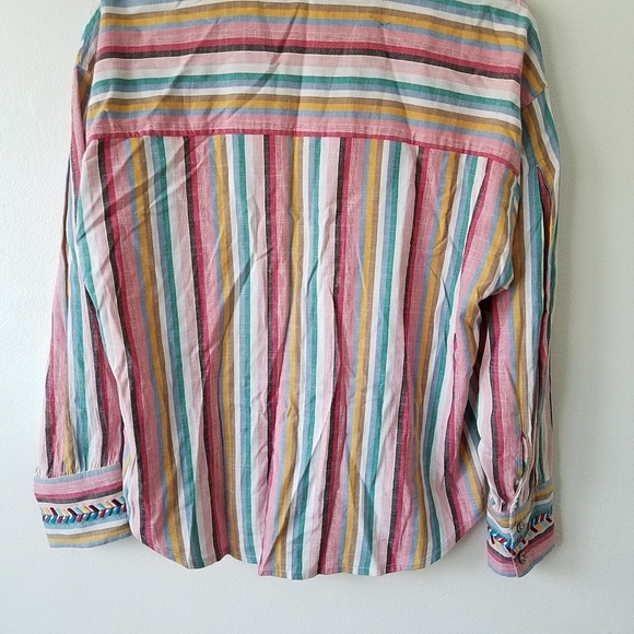 Xirena Jensen Shirt Ruffle Striped Longsleeve Top Size Small - Picture 11 of 16